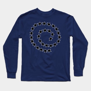 Black and White Star Spiral Long Sleeve T-Shirt